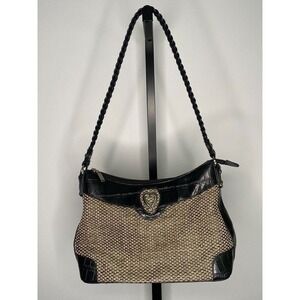 Women's MC Company woven jute and leather purse‎ w/ silver hardware shoulder bag